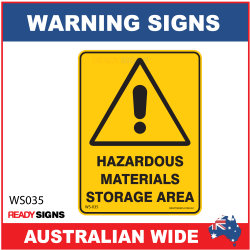 Warning Sign - WS035 - HAZARDOUS MATERIALS STORAGE AREA